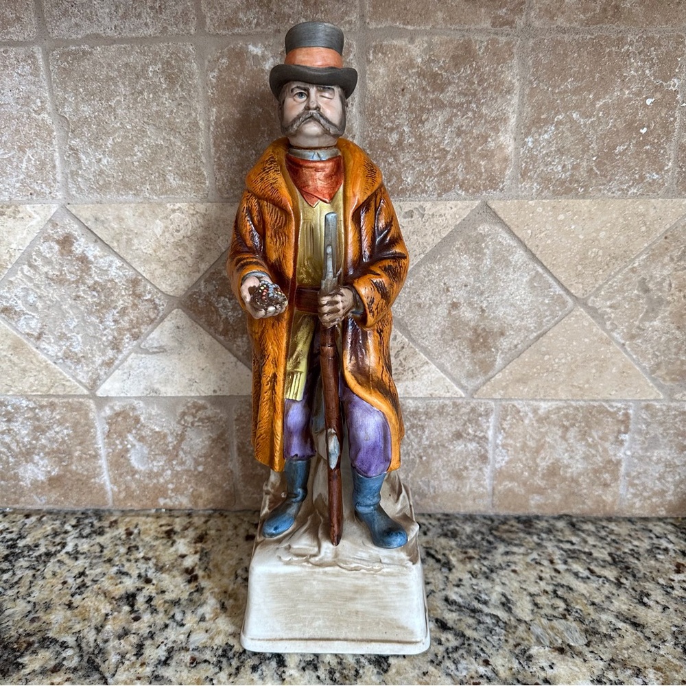 1969 Original Porcelain Lionstone Whiskey Decanter RENEGADE TRADER Sculpture